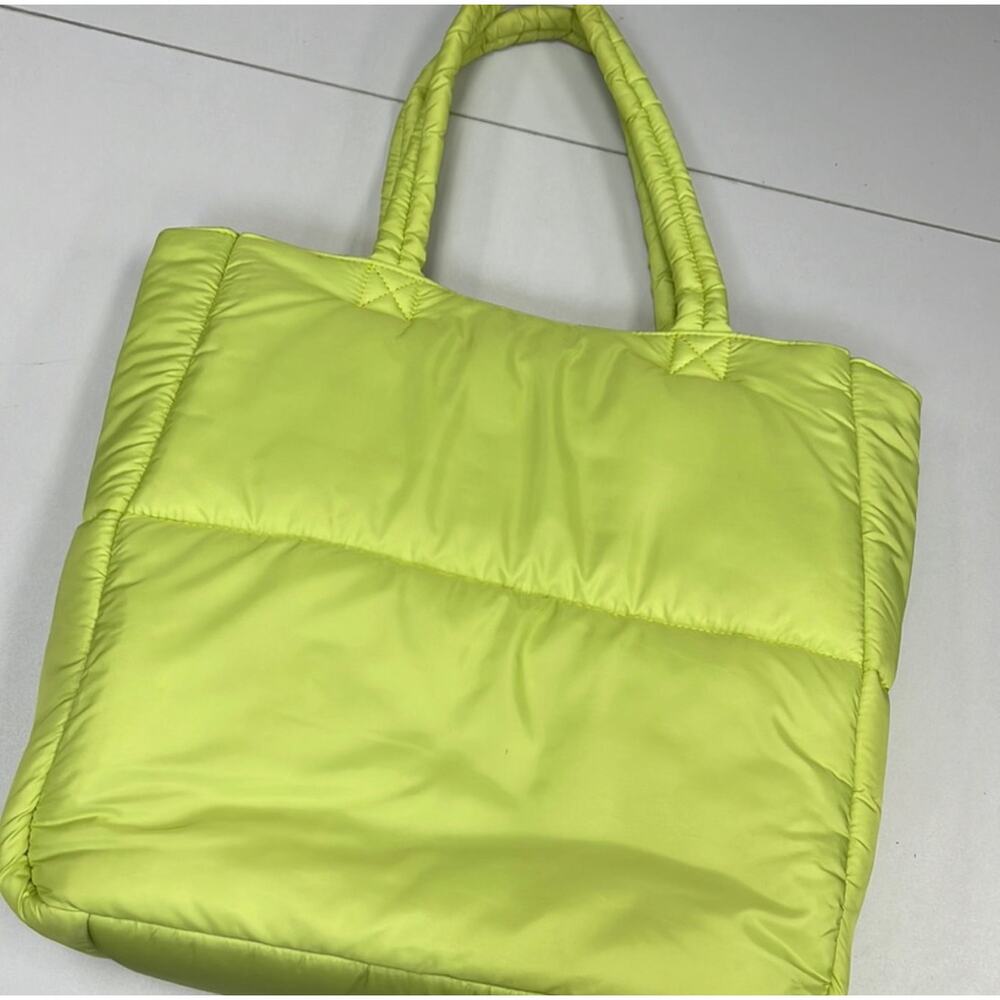 PIECES Puffer Neon Green Tote Bag